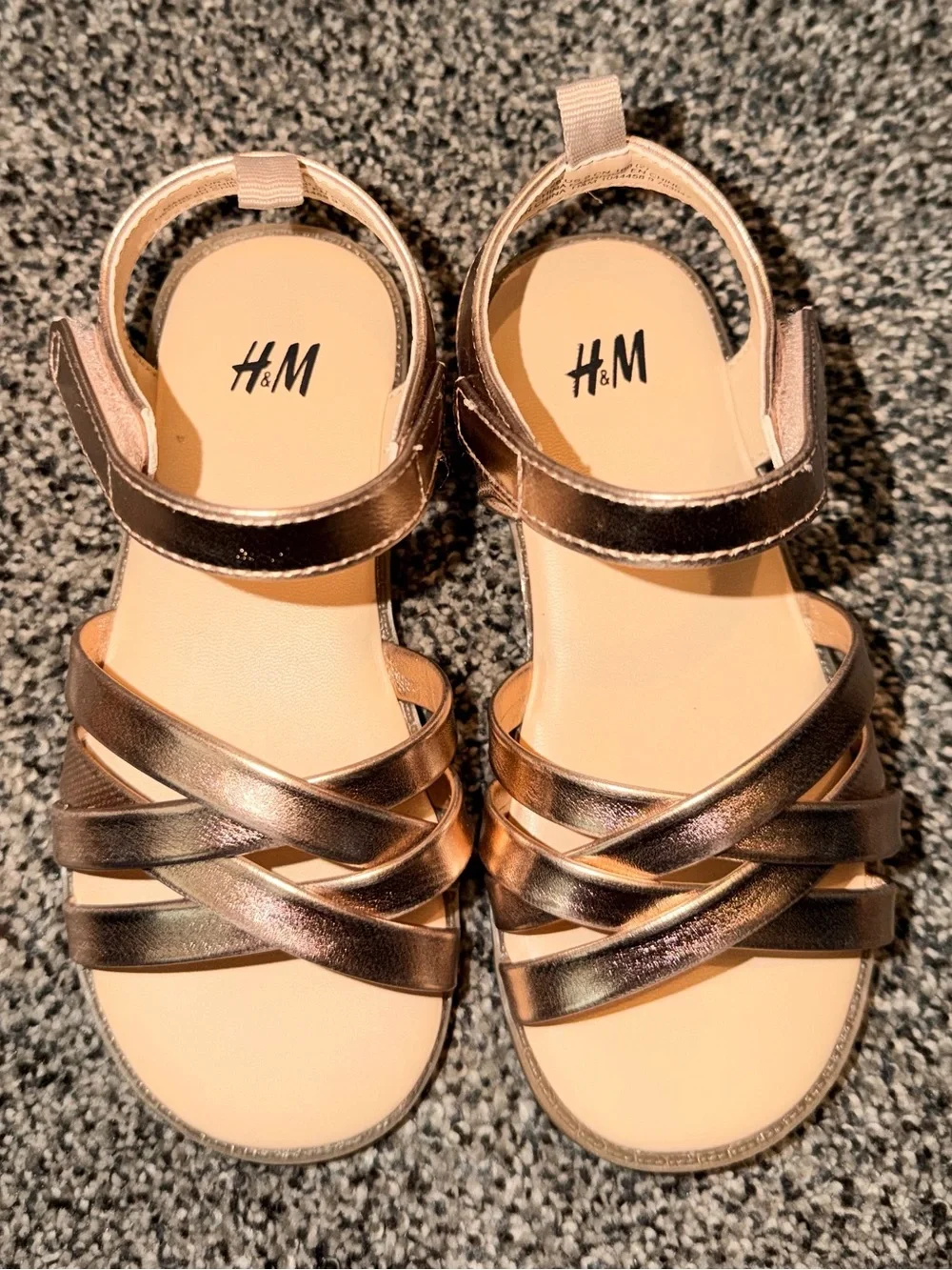 H&M Girls Metallic Rose Gold Braided Strappy Sandals